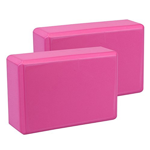 EXERZ Yoga Blocks 2pcs Gym Bricks High Density EVA Foam -Comfortable Fitness Yoga Bricks, Anti-Slip, Lightweight and Travel Friendly Pilates Practice (Pink)