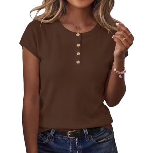Rapbin Women Blouses Spring Tops for Women 2026 Cap Sleeve Sweater Crew Neck Summer Outfits Dressy Casual