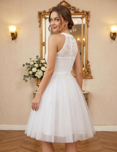 Image of Dressystar Women's Sequin Short Prom Dress Sparkly Halter Tulle Cocktail Party Homecoming Dresses