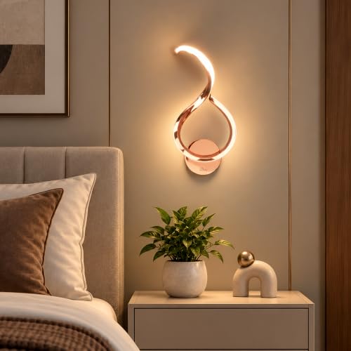 Image of Murphy Luxora Elegant LED Wall Lamp for Home - 2 Years Warranty - Modern Aluminium Light with 3 Color Modes (Rose Gold, Pack of 1)