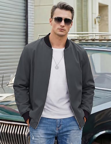 Image of TACVASEN Men's Lightweight Jacket Spring Bomber Fall Windbreaker Casual Stylish Coats with Pockets