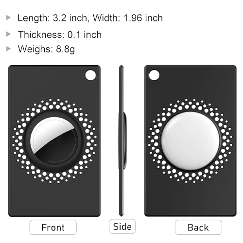 [2 Pack] for Airtag Wallet Holder, Slim Thin for Airtag Card, Credit Card Size Wallet Case Holder for AirTag for Purse, Handbag, Clutch, Wristlet (Black)2