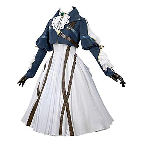 Violet Evergarden Cosplay Costume Womens Anime Uniform Dress Suit Outfit Dark Blue - blue - Medium Cover