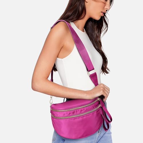 Image of hibear Checkered Crossbody Bag Spacious Bum Bags for Women Nylon Crossbody Fanny Packs Checkered Purse Belt Wallet
