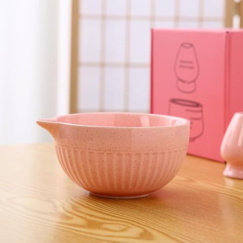 Ensemble de 2 porte-fouets à matcha en céramique et bol moucheté rose - 4