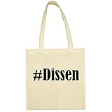 Unsere Hashtag #Dissen Umhängetaschen verfügen über einen 70cm langen Tragegriff .. Die Größe der Tasche beträgt 38cm breit und 42 hoch