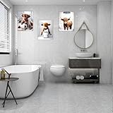Qiukoo Highland Cow Bathroom Wall Art Set of 3 – Framed Canvas Pictures with Hooks, Funny Animal Artwork for Bathroom Decor, Wall Art for Bedroom or Toilet, 12x16 Inch Each - Image 6