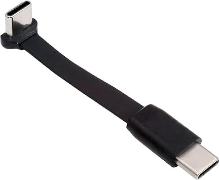 Xiwai USB-C Charging Data Cable Type C - USB-C Power USB2.0 Ultra Slim Flat 90 Degree Up and Down Angle 65W Fast Charging for Laptops, Tablets, Phones 6cm