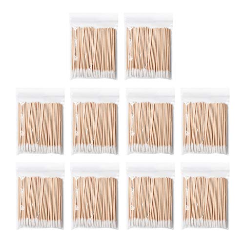 ACAMPTAR 1000 Count Cotton Swabs Wood Sticks, Cotton Tipped Applicator, Tattoo Permanent Supplies, Cosmetic Applicator Sticks