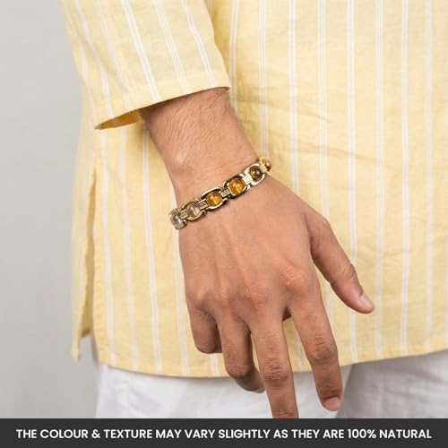 Image of Astrotalk Metal Dhan Yog Bracelet | Attracts Wealth & Financial Prosperity | Pyrite, Citrine, Tiger Eye, Quartz, Hematite & Aventurine Astrology Bracelet for Man & Woman | Gift for Man & Woman