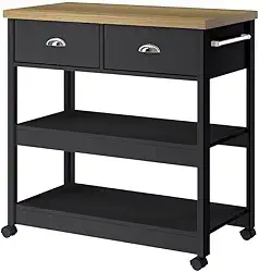 Aparador Carrinho Chá Ditália 2 Gavetas Preto Ba-135