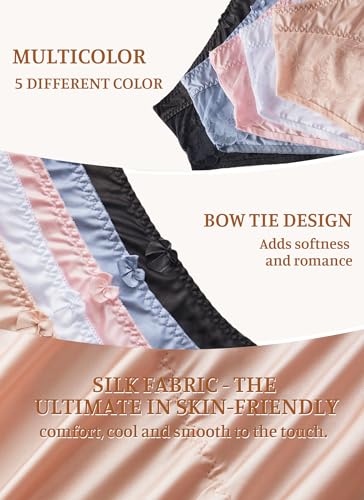 Satin Panties Lace Panties Womens Silk Underwear Spliced Highrise Cheekster Ladies Lace Briefs for Women Multipack3