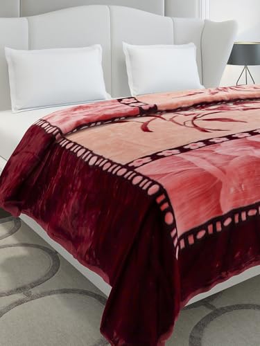 Image of Monte Carlo Double Bed Heavy Winter Blanket Marshal 2 Ply 850 GSM | 4.5 KG (240x220 CM), Red Maroon