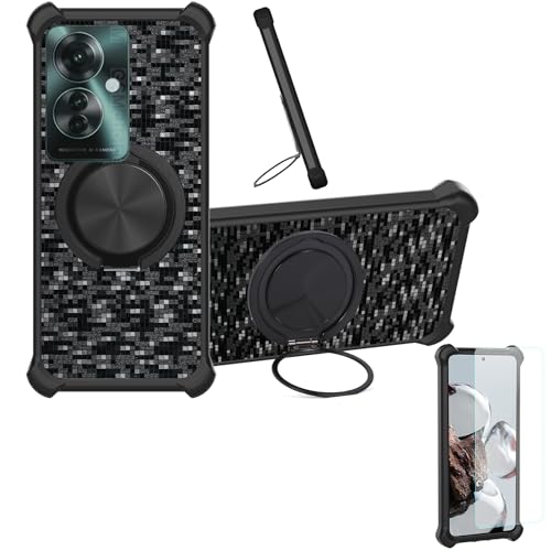 �Ή� Oppo Reno11 A �P�[�X Phone Case [1�� 9H+�d�x���� �K���X�t�B����][360°��]���X�^���h�A�}�O�l�b�g��]CX-11-HEI