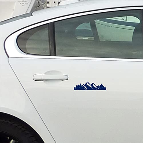 Image of Mountain Tree Forest Vinyl Decal for Car (Navy Blue) (Set of 2) RV Camper Waterproof Small Mountain Car for Bumper Door Panel Car Decal Laptop Tuber Wall Window Phone Mug Accessory Decoration