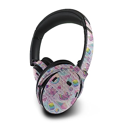 Image of MightySkins Carbon Fiber Skin Compatible with Bose QuietComfort 45 Headphones Unicorn Popsicle | Protective, Durable Textured Carbon Fiber Finish | Easy to Apply