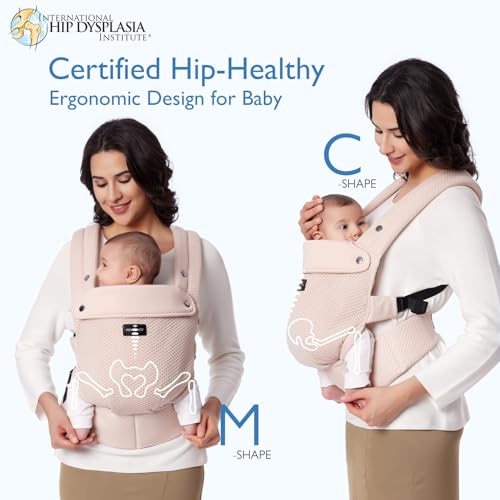 Image of Momcozy Baby Carrier - Ergonomic, Cozy and Lightweight Carrier for 7-45lbs, Effortless to Put On, Ideal for Hands-Free Parenting, Enhanced Lumbar Support, Purehug for Infant to Toddler, Air Mesh-Pink