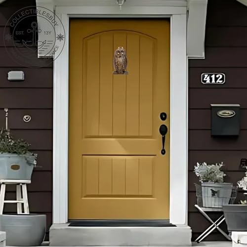 Aldaba de puerta de hierro fundido con diseño de búho para decorar tu jardín rústico 7