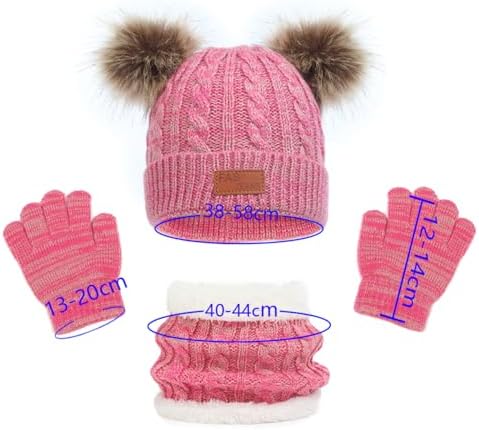 Gant Enfant Garçon Kiabi Huiguli Ensemble Bonnet Echarpe Gant Fille, 3 En 1 Enfant Hiver Bonnet Echarpe Gants, Garçon Tour De Cou Chaud Avec Doublure, Hiver Accessoires Ensemble Set Pour Enfants 1