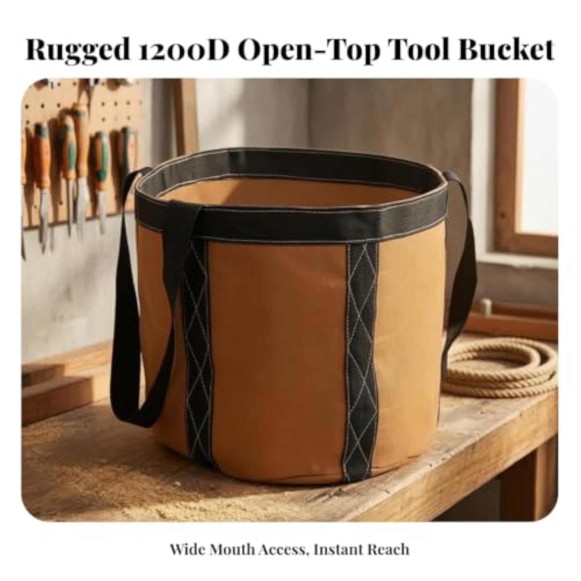 Heavy-Duty Double-Layer Cylindrical Tote Bag for Gardeners
