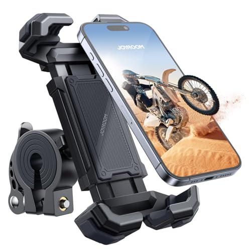 JOYROOM Motorcycle Phone Mount, 2024 New Bike Phone Holder for Handlebar【Ultra-stable & Super Security Lock】Bicycle Phone Mount Cell Phone Clamp for Scooter ATV/UTV, Fit for iPhone & All Phones 4.7-7"