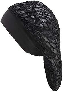 Gracmyron Net Night Sleep Cap Hat Crocheted Slouchy Bonnet,Wide Band,Double Layered,Snood Hair