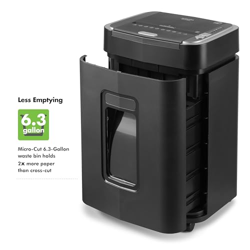 aurora professional grade 150-sheet auto feed micro-cut paper and credit card shredder with 63 gallon pullout basket  60 minutessecurity level p-4