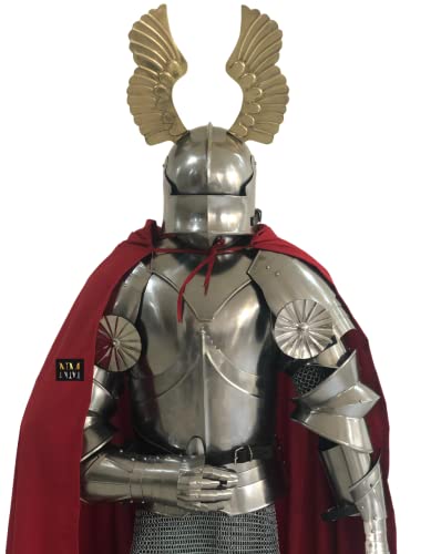 NauticalMart Medieval Knight's Suit of Armor SCA LARP Halloween Reenactment Full Body Cosplay Costume (Gothic Wing Armor)