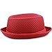The Hat Depot Light Weight Classic Soft Cool Mesh Porkpie hat (L/XL, Red)