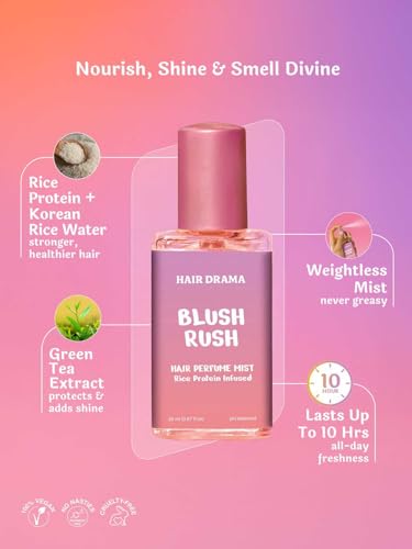 Image of Hair Drama Co. Hair & Body Mist Fragrance Gift Sets for Women | Perfume Gift Set of Blush Rush Hair & Body Mist, Soy Wax Candle, Red Rose Pin & 4 Pearl Claw Clip Set