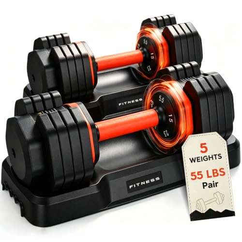 Image of FEIERDUN Adjustable Dumbbell Set, Weight Set for Home Gym, 5 /10-in-1 Free Weight Adjustable Dumbbells, Single Hand Twist Adjust with Non-Slip Handles, 90% Space Saving Strength Training for both Men&Women