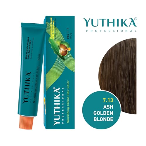 Image of Yutika Professional Creme Hair Color 100gm Ash Golden Blonde 7.13 