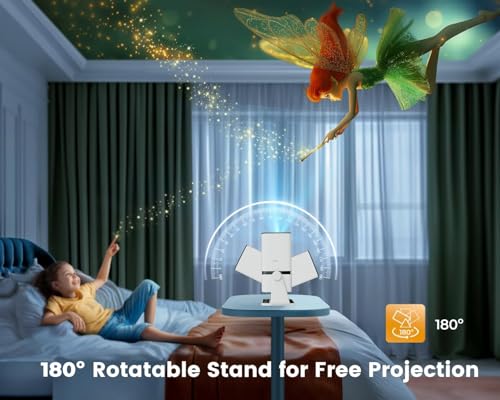 WZATCO Yuva Go, Android 13.0 Smart Projector, 1080P & 4K Support, Rotatable Design, Auto & 4D Keystone with Netflix, Prime etc, 9000 Lumens, WiFi 6 & BT, Screen Mirroring, ARC, 720P Native, White view 2