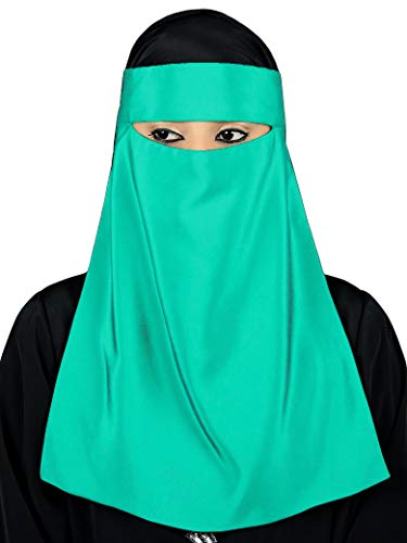 MyBatua Single Layer Niqab, Saudi Style, Muslim Face Veil, Wholesale Price, 1pc NQ-009, Turquoise Green