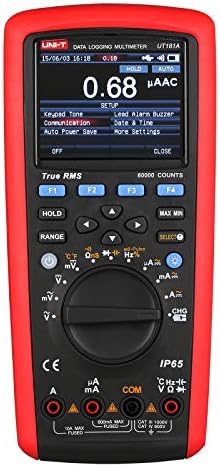 UNI-T True RMS Data Logging Multimeter UT181A with Dual Temperature Measurement Low Pass Filter nS Conductance Trend Capture AC DC Voltage Current Ohm Admittance Capacitance Frequency 60,000 Counts