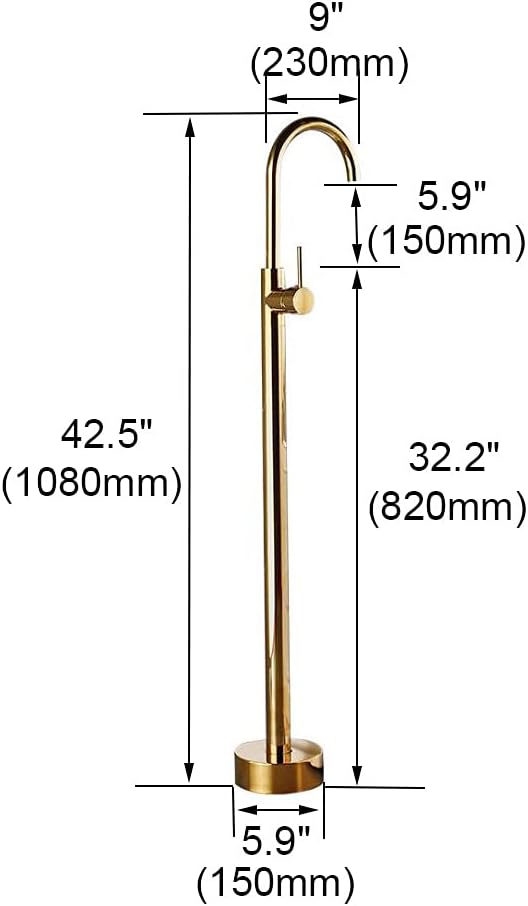 Bathtub Faucet Tub Filler Faucet in Plating Gold,Floor Mount Single Handle Bathroom Shower