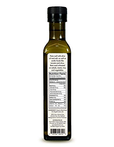 Certified Organic Black Seed Oil 250 ml, 100% Food Grade, Cold-pressed Turkish black cumin seed (Nigella sativa), Dark Glass Bottle