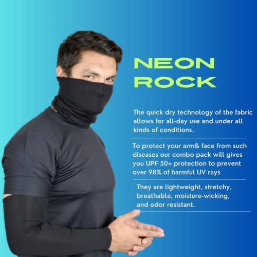 Image of NEON ROCK Winter Pure Cotton Combo Bandan Super Soft, Breathable for Winter Head, Hair & Arm Cover with UV Protection for Headband, Soft Neck Scarf for Biking, Gym, Yoga & Outdoor Use