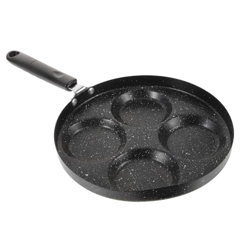 Unomor 1Pc Cup Nonstick Egg Frying Pan Cooking Tool for Breakfast Four Compartment Design for Omelettes and Pancakes for Home Kitchen Use Black