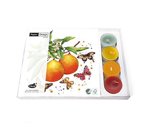 Tischdeko 1 Set Kombibox Zitrusfrüchte und Schmetterlinge im Sommer
