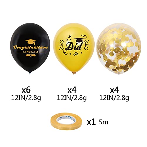 Graduation Party Decorations Black and Gold Congrats Graduate Balloons Wonlonda Happy Graduation Banner with Balloons Bunting Congrats Grad - Image 3