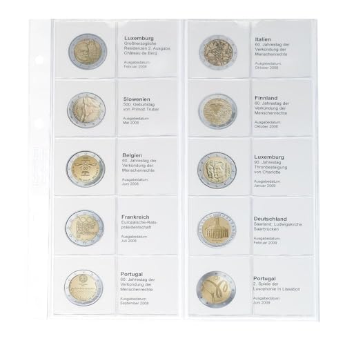 Hoja de monedas de 2 euros LINDNER Karat original con impresión cronológica 2008 2009 2