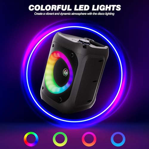 Ankuka Karaoke Machine for Kids Adults, Portable Bluetooth Karaoke Speaker with 1 Wireless Microphone and 1 Wired Mic, Unpowered Speaker Pa System with Led Lights for Homer Party/Birthday Gifts - Thumbnail 4