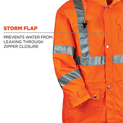 Ergodyne Glowear 8365 Rain Jacket, High Visibility, Reflective, Ansi Compliant Outerwear Orange, X-Large #TOP3