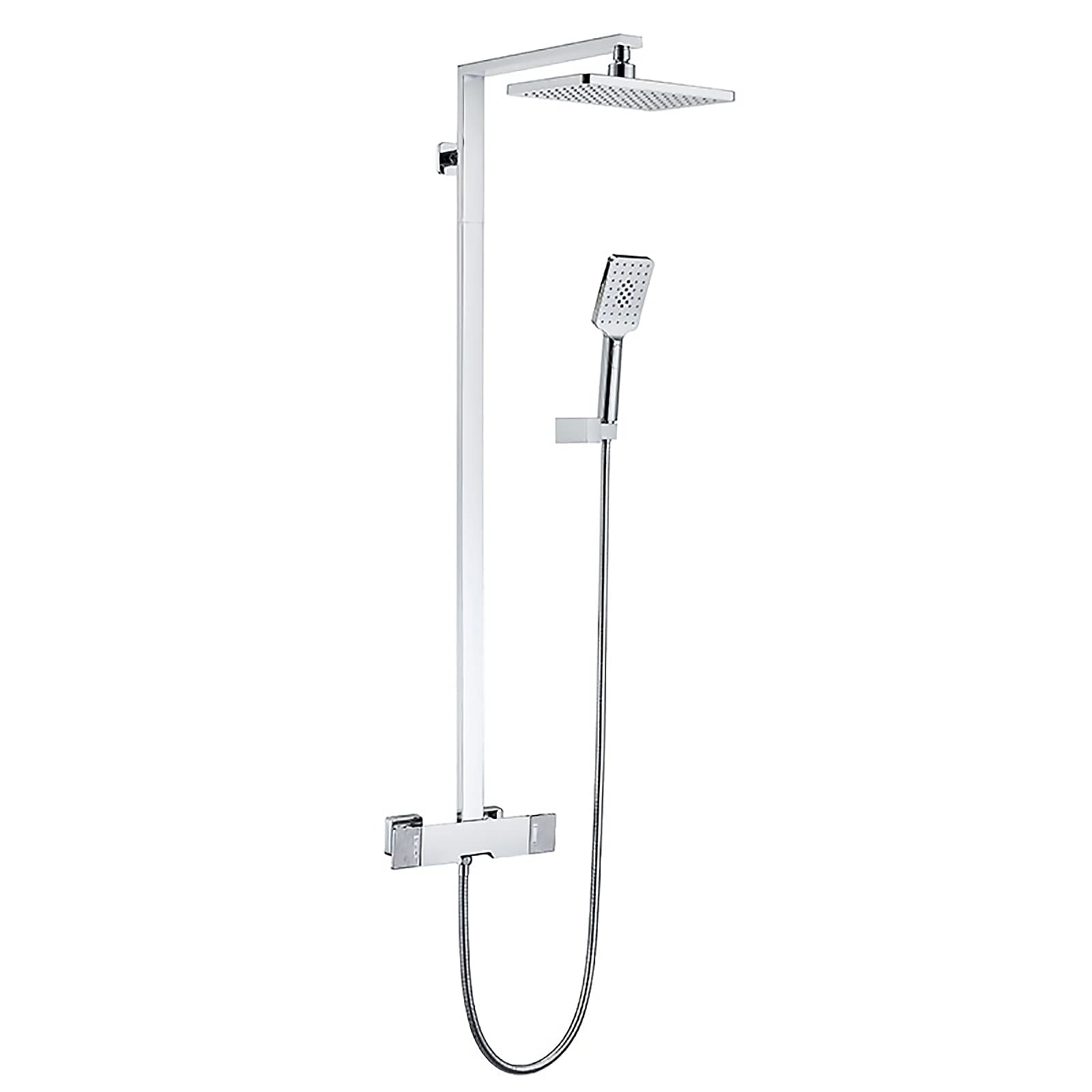 Système de douche avec pommeau réglable et douchette à 3 jets pour installation murale