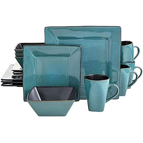 Gibson Elite Kiesling 16 Piece Dinnerware Set, Turquoise Cover