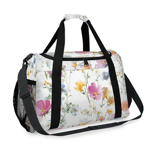 Flowers Daisy Blue Purple Travel Duffel Bag Weekender Overnight Bags for Women Men Foldable Waterproof Tote Bag with Trolley Sleeve2