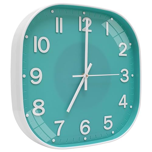 Image of TEKCOOL Plastic Analogue Wall Clock 12 inch Silent Quartz Decorative Wall Clock Non-Ticking Classic Clock Battery Operated Round Easy to Read for Room /Home /Kitchen /Bedrom /Office /School.Light green'