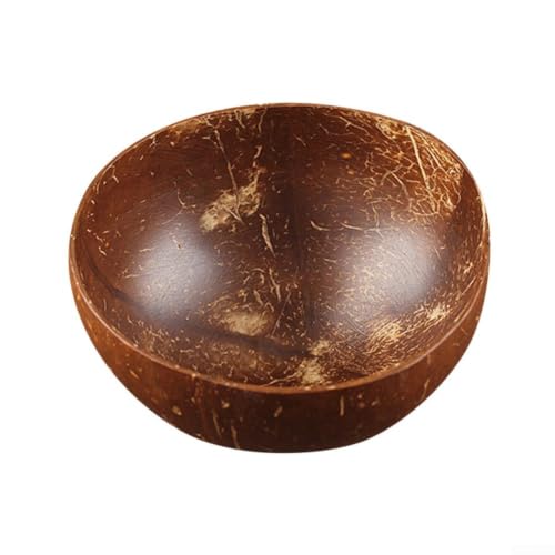 Tazón de cáscara de coco natural para servir batidos y postres, plato de ensalada pulido hecho a mano, utensilios de cocina ecológicos de 13 cm, volumen de 400 ml