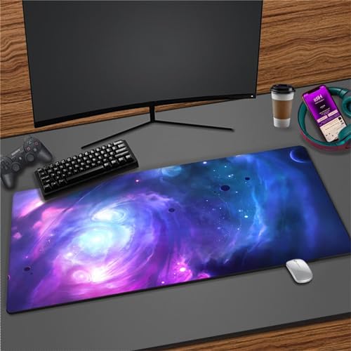 TengYuer Tapis de Souris Gaming XXL 800x400x2mm Grand Tapis de Souris Bleu Pourpre avec Bords Cousus et Base en Caoutchouc Antidérapant Surface Spéciale Améliore la Précision et la Vitesse